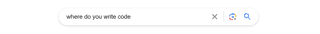 A screenshot of searching on google 'where do you write code'